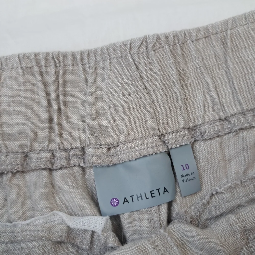 Athleta Linen Shorts Women's‎ Drawstring Waist Pockets Gray Size 10